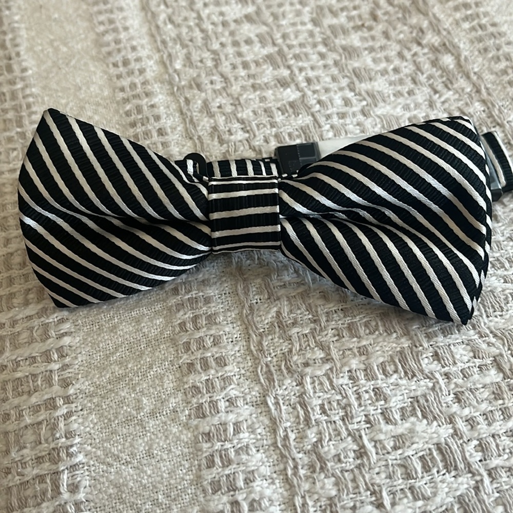 NWT Black & White Striped Bow Tie🖤